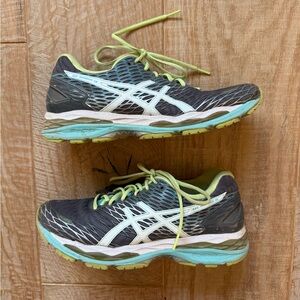 Womens ASICS Gel-Nimbus 18 Women's Grey Lime Turquoise T650N 10 US 42 EUR